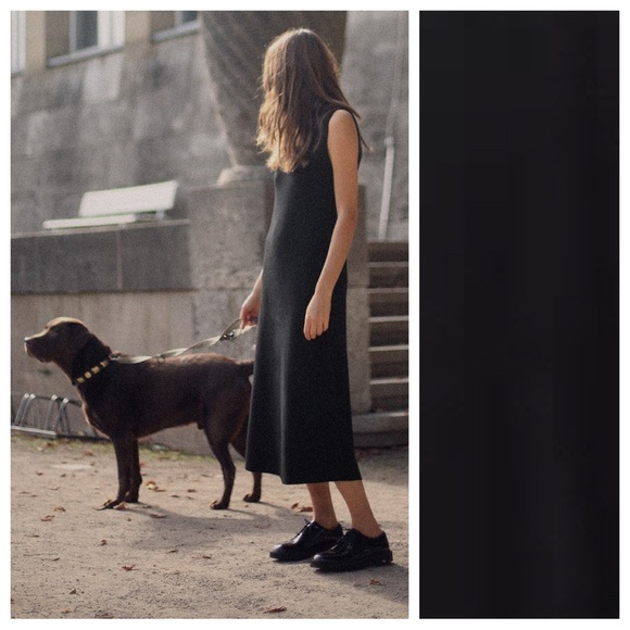 Zara Dresses & Skirts - NWT. Zara Black Viscose Blend Knit Sleeveless Midi Dress. Size S.